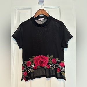 Sheer black and rose shirt